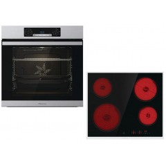 Hisense BSA65226AX + E6432X Φούρνος άνω Πάγκου 77lt με Κεραμικές Εστίες Π59.5εκ. Inox